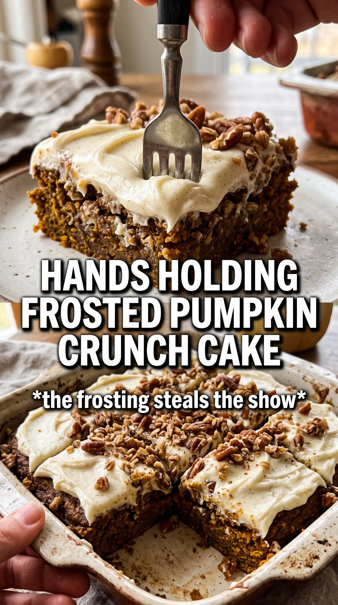 Pumpkin Crunch Cake With Cream Cheese Frosting golden creamy crunchy