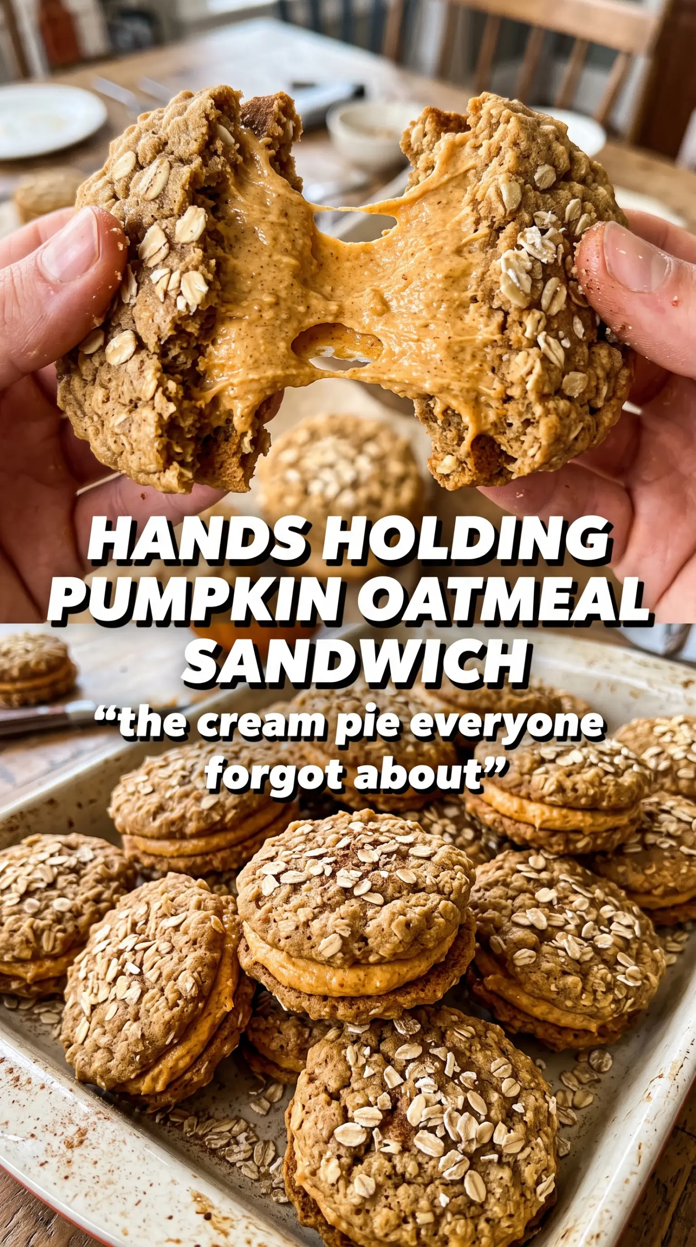 Pumpkin Oatmeal Sandwich Cookies soft spiced creamy