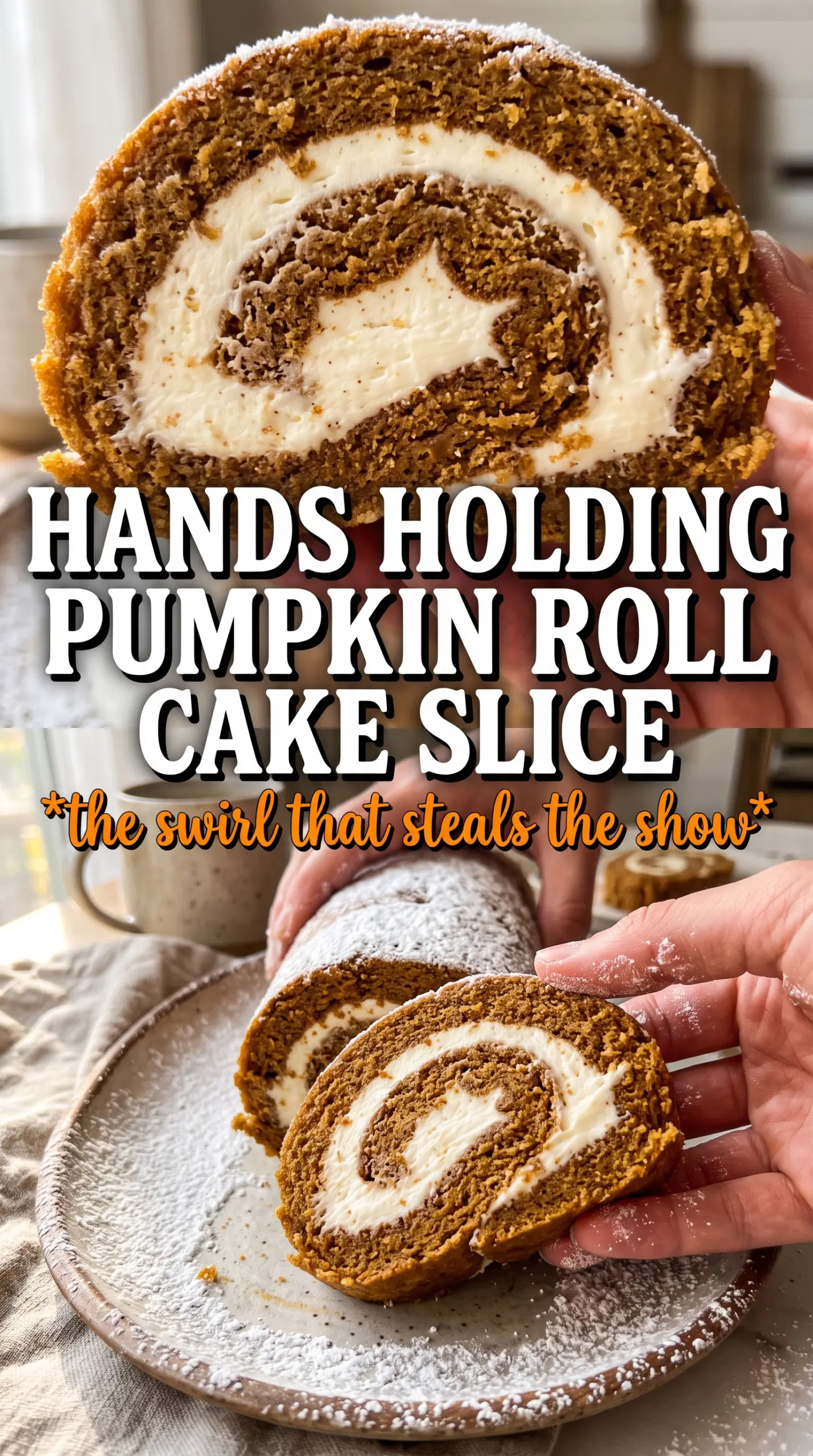 Pumpkin Roll Cake spiral cream cheese cinnamon