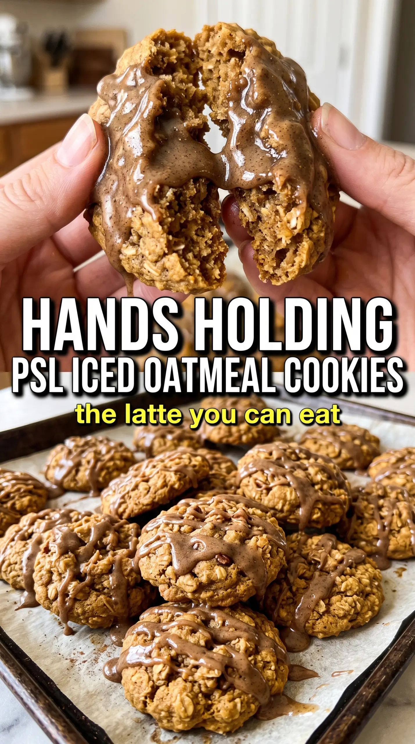 Pumpkin spice latte iced oatmeal cookies, chewy glazed, coffee-kissed