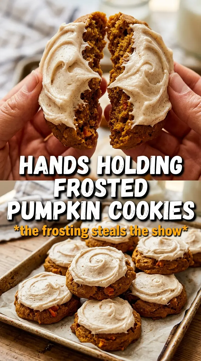 Pumpkin Sugar Cookies With Cream Cheese Frosting, spiced, frosted