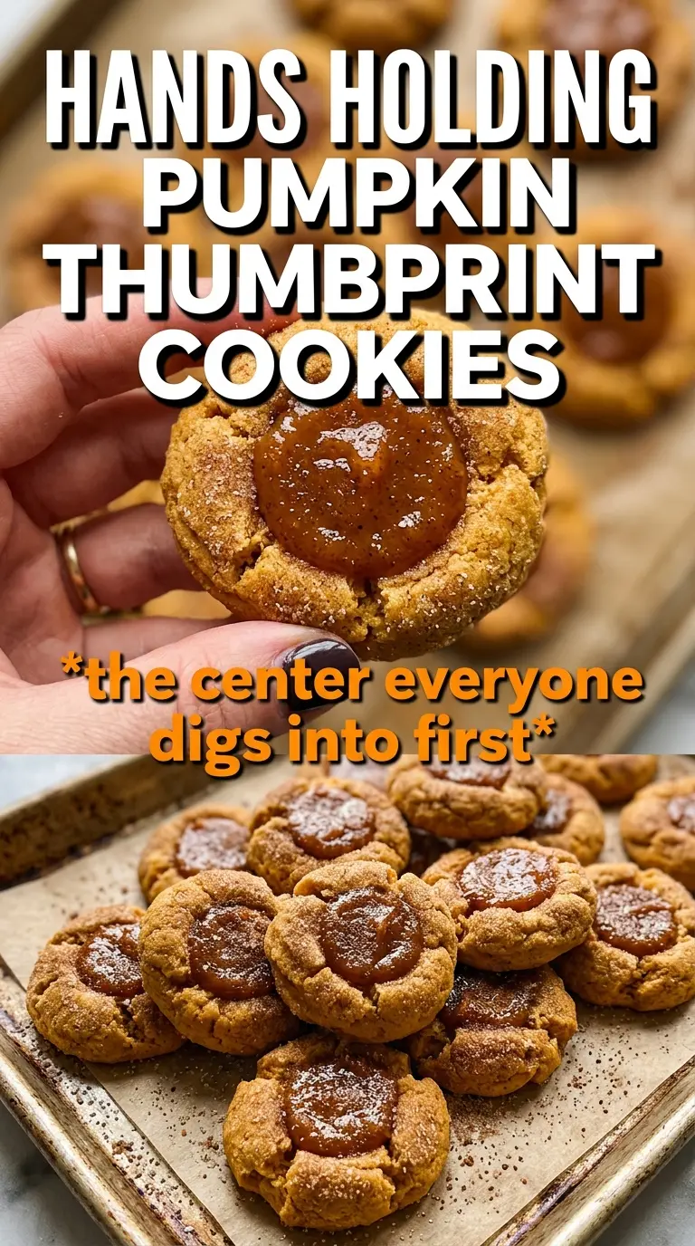 Pumpkin Thumbprint Cookies golden shortbread creamy center cinnamon