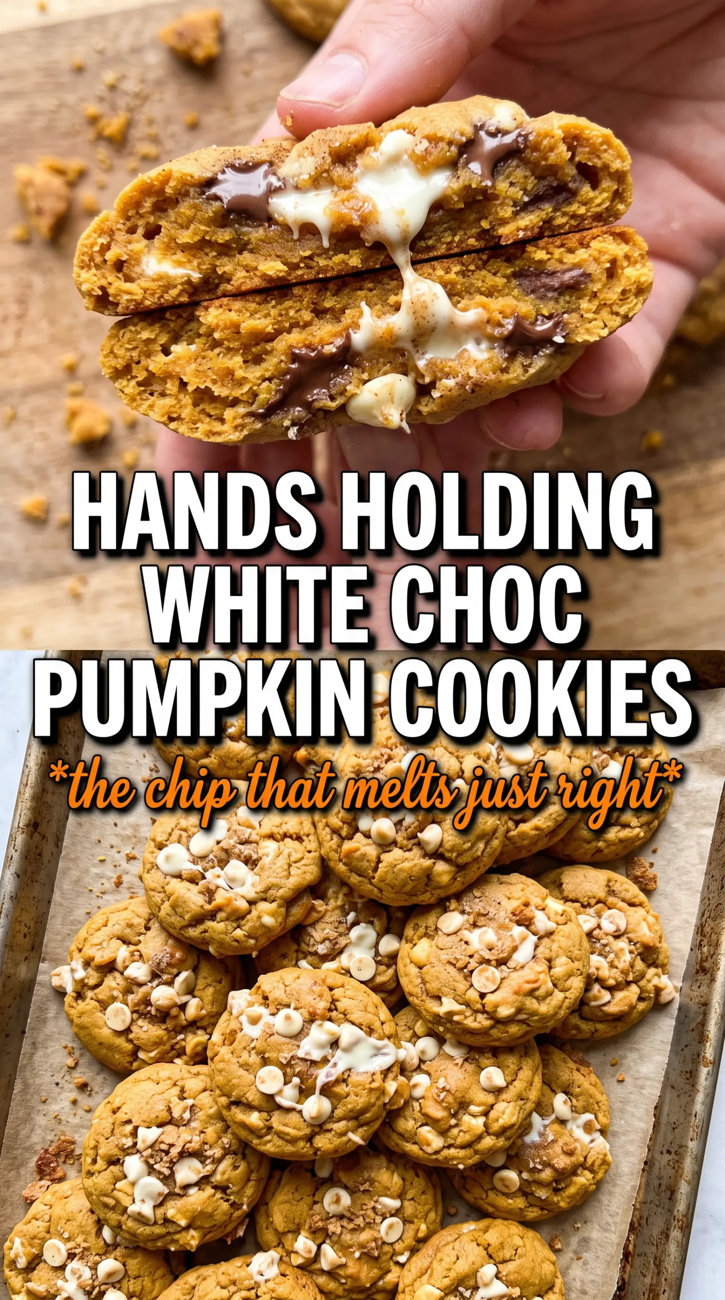 Pumpkin White Chocolate Chip Cookies soft, spiced, bakery-style